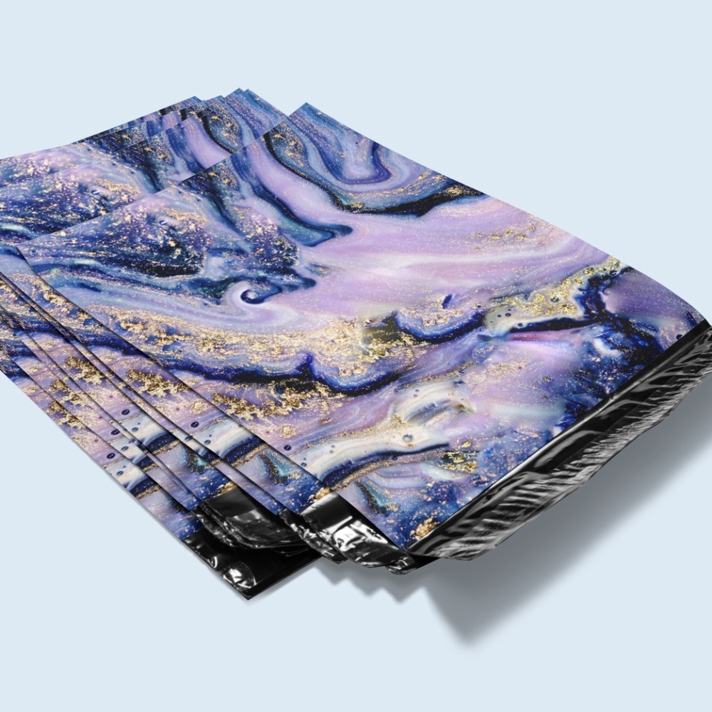 100 Pack Designer Custom Poly Mailer Shipping Bags 10x13 - Lavender Marble